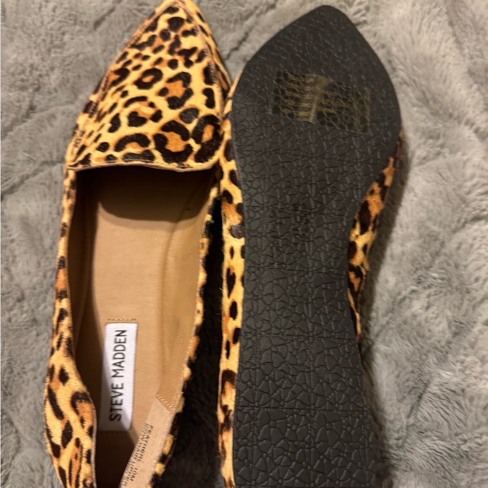 Steve Madden Brown and Black Flats with Leopard Print